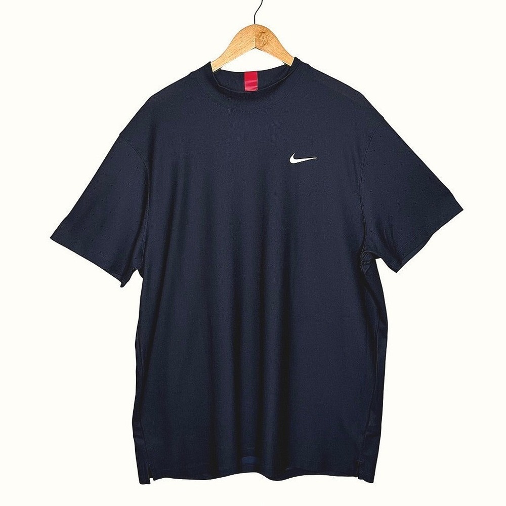 Rare Nike Dri-Fit Tiger Woods Mock-Neck Golf Shirt Mens XL Navy Performance
